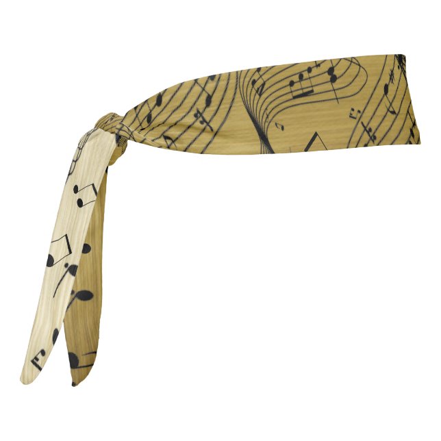 Music Notes Brushed Gold  Tie Headband (Rotate 270)