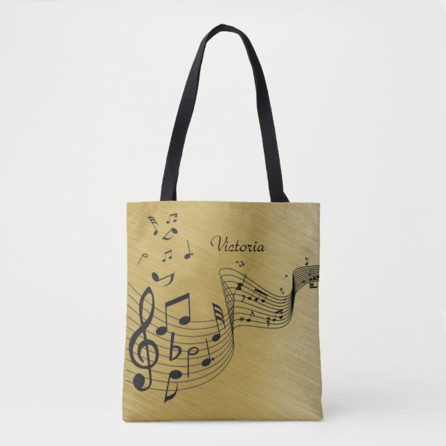 Music Notes Brushed Gold  Tote Bag (Front)