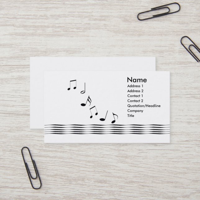 Music Notes Business Card (Front/Back In Situ)