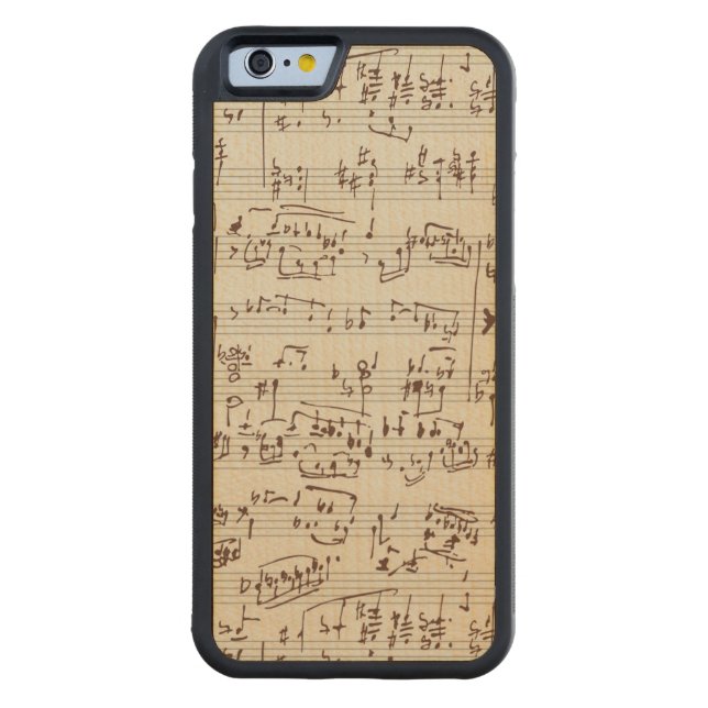 Music notes carved wood iPhone case (Back)