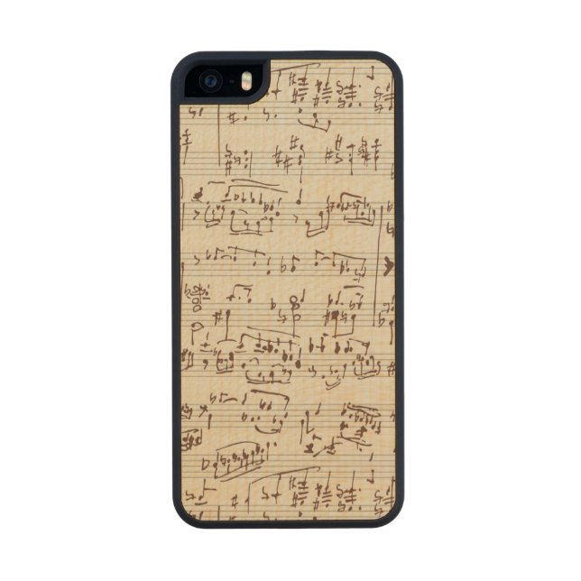 Music notes carved wood iPhone case (Back)