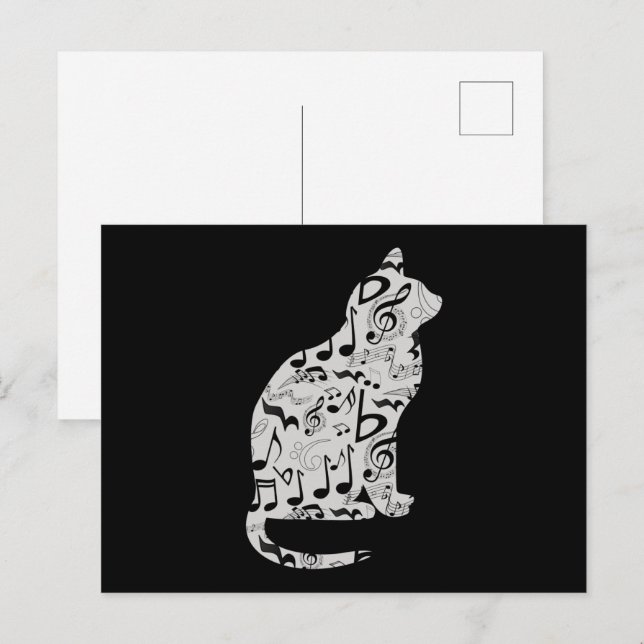 Music Notes Cat Lover - Minimalist Musician (Front/Back)