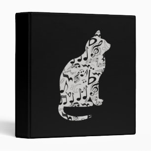 Music Notes Cat Lover - Minimalist Musician 3 Ring Binder