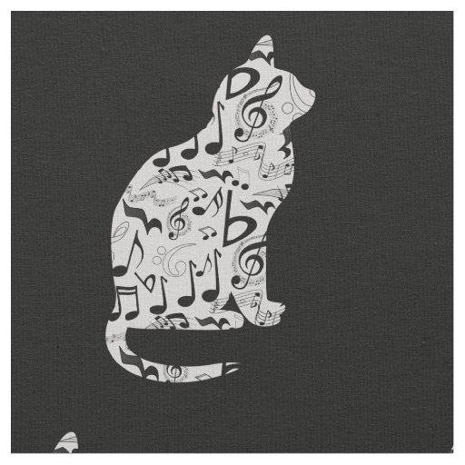 Music Notes Cat Lover - Minimalist Musician Fabric