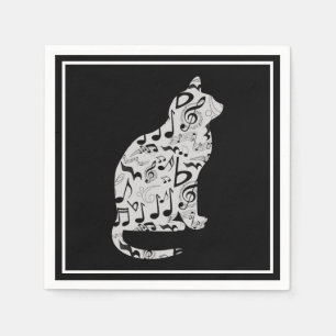 Music Notes Cat Lover - Minimalist Musician Napkins
