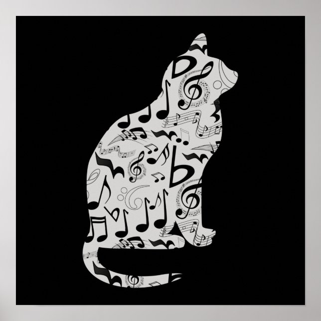 Music Notes Cat Lover - Minimalist Musician Poster (Front)