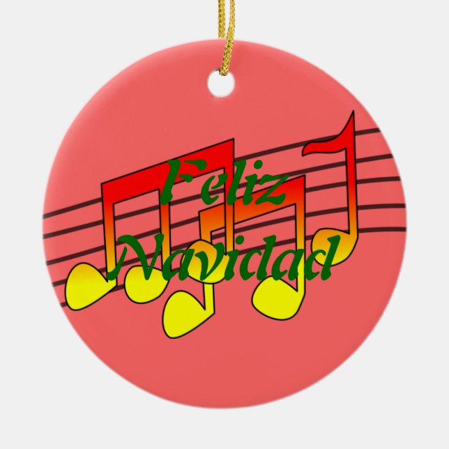 music notes ceramic ornament (Front)