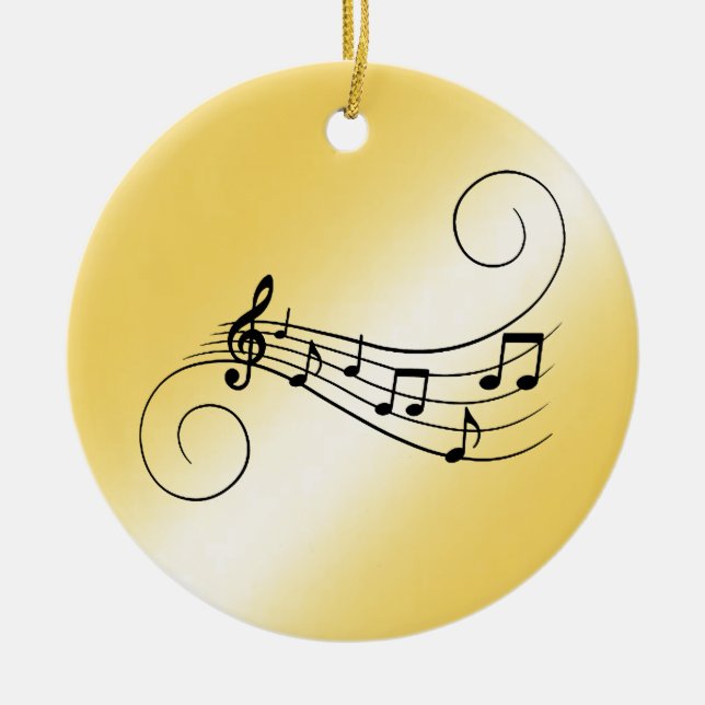 Music Notes Ceramic Ornament (Front)