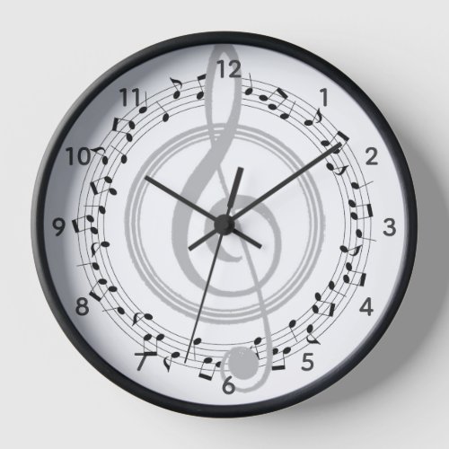 Music Notes Circle Treble Clef Piano Singer Clock
