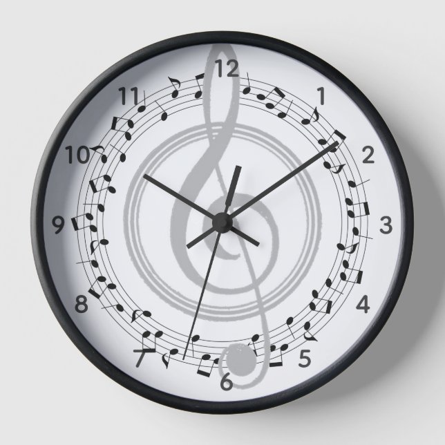 Music Notes Circle Treble Clef Piano Singer Clock (Front)