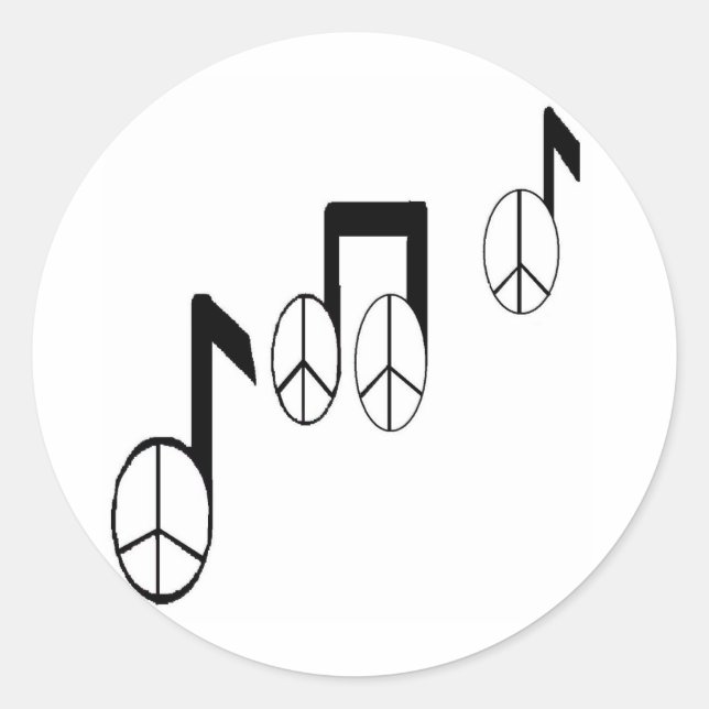 music notes classic round sticker (Front)