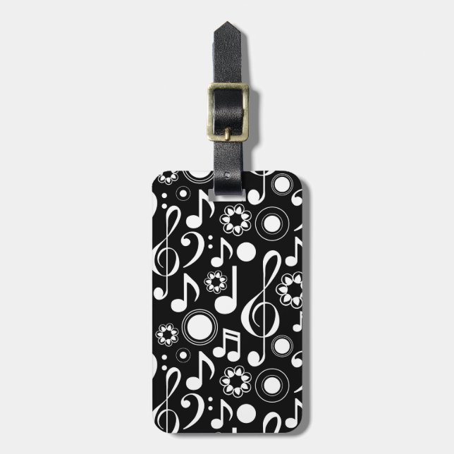 Music Notes & Clefs Student Musician Gift Luggage Tag (Front Vertical)