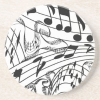 MUSIC NOTES-COASTER-WHITE
