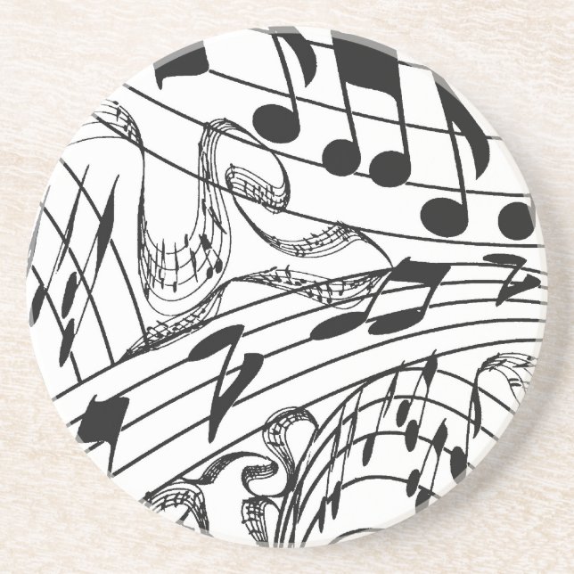 MUSIC NOTES-COASTER-WHITE DRINK COASTER (Front)