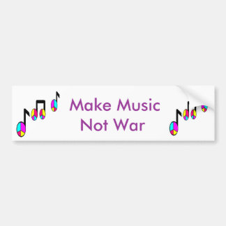 music notes color, color Make Music not war Bumper Sticker