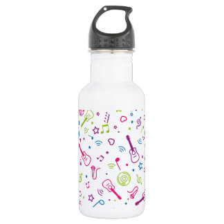 music notes colored illustration stainless steel water bottle