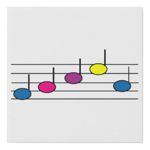 Music Notes Colorful Blue Pink Purple Yellow Black Faux Canvas Print