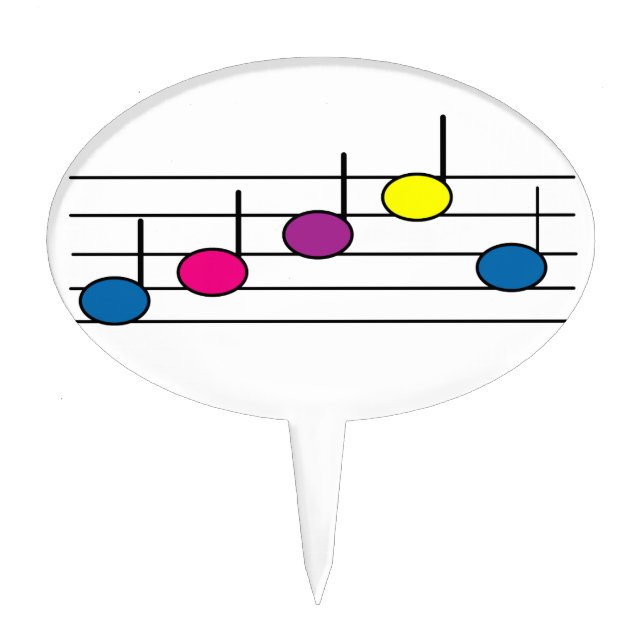 Music Notes Colorful Cake Topper (Front)