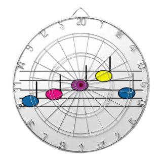 Music Notes Colorful Dartboard With Darts