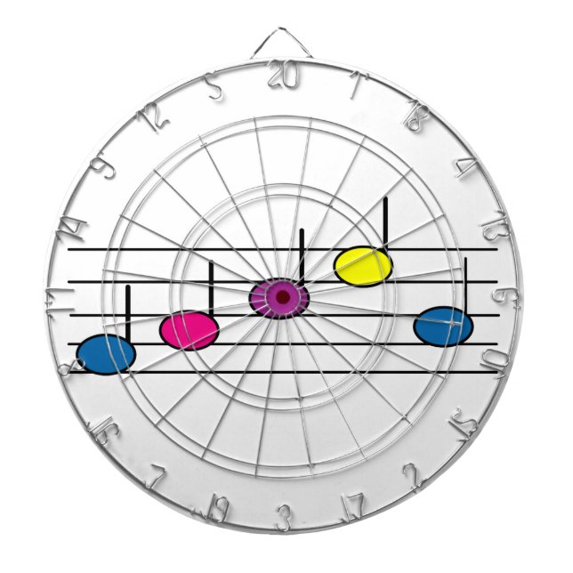 Music Notes Colorful Dartboard With Darts (Front)