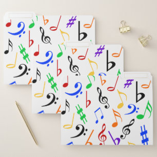 Music Notes Colorful File Folders :