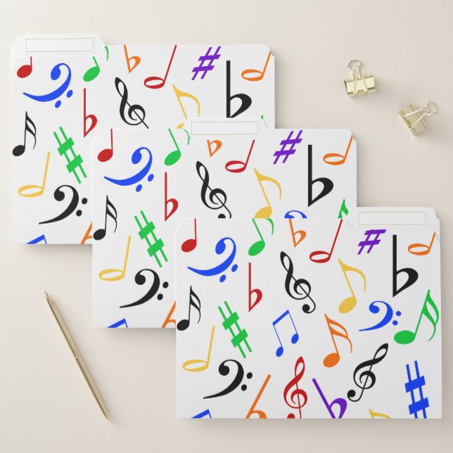 Music Notes Colorful File Folders : (Set)