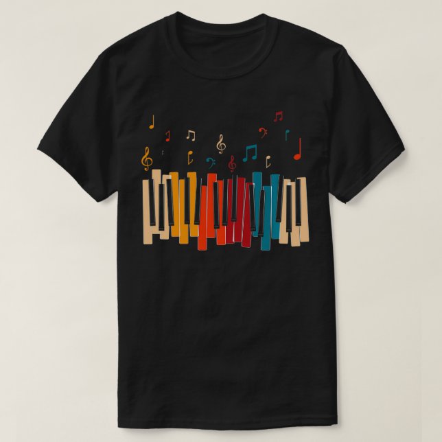 Music Notes Colorful Keyboard Piano Pullover  (Design Front)