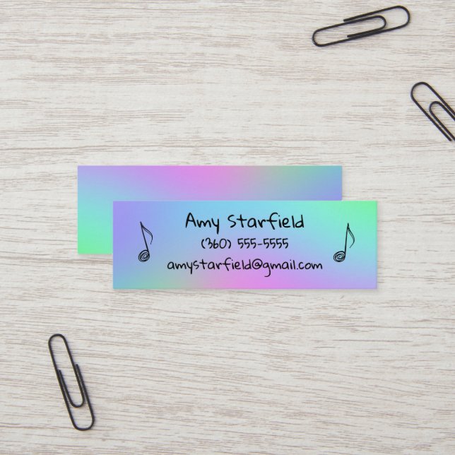 Music Notes Colorful Mini Business Cards (Front/Back In Situ)