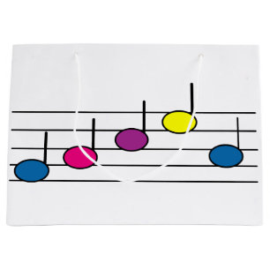 Music Notes Colorful Pretty Large Gift Bag