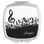 Music Notes Compact With Custom Name Compact Mirror at Zazzle