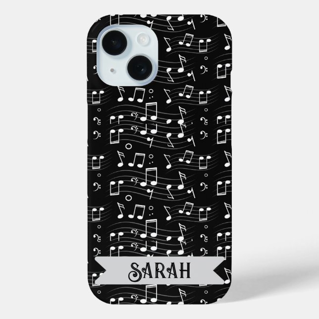 Music Notes Custom Name Case-Mate iPhone Case (Back)