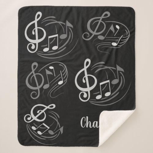 Music Notes custom name fleece blanket