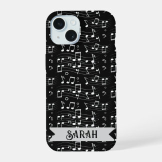 Music Notes Custom Name iPhone 15 Case