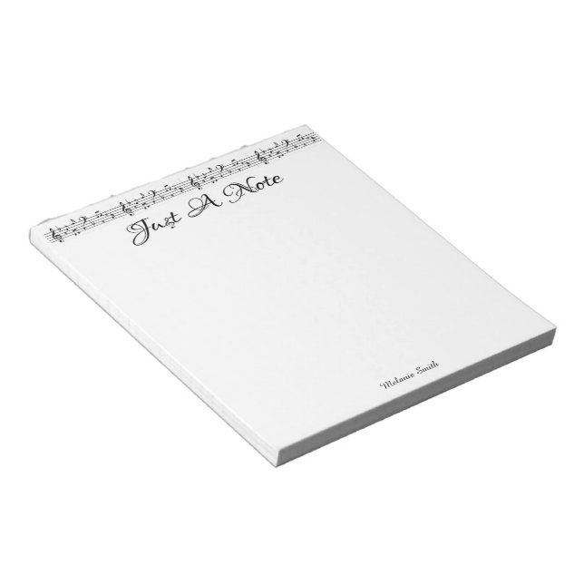 Music Notes Custom Name Notepad (Angled)