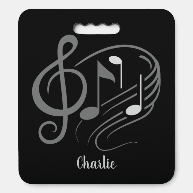 Music Notes custom name Seat Cushion (Front Vertical)