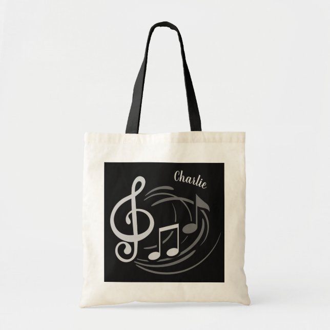 Music Notes custom name tote bags (Front)