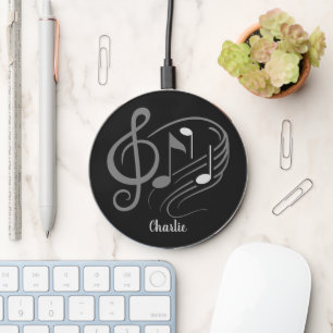 Music Notes custom name Wireless Charger