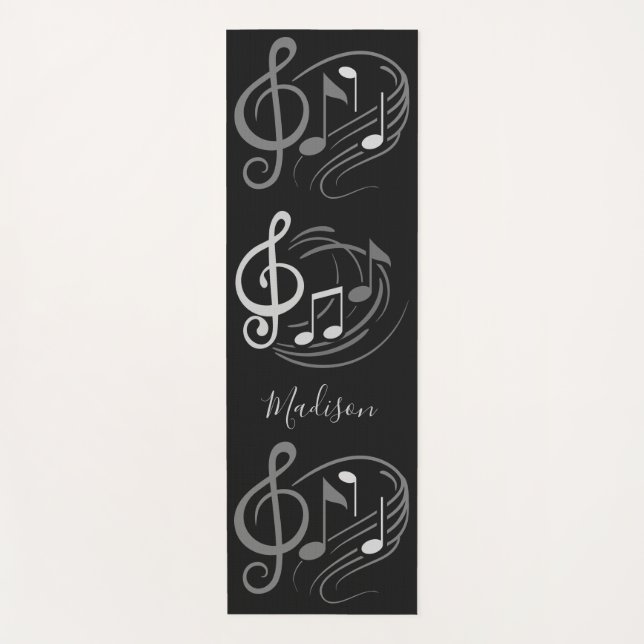 Music Notes custom name yoga mat (Front)