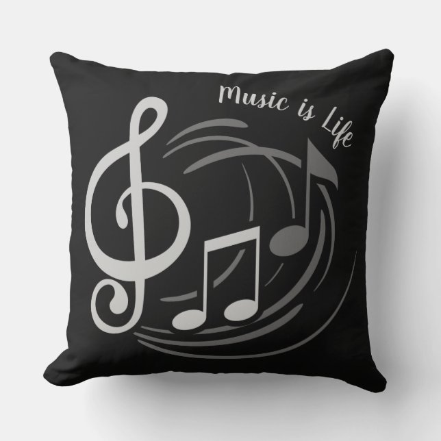 Music Notes custom text throw pillows (Front)