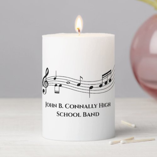 Music Notes Cute Band or Choir Teacher Custom Pillar Candle