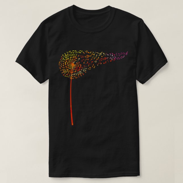 Music Notes Dandelion Flower For Men Women T-Shirt (Design Front)