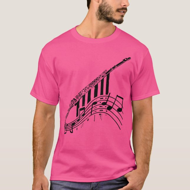 Music Notes Design Flute T-Shirt (Front)
