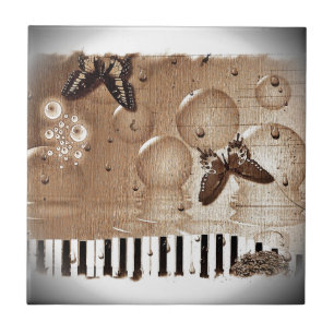Music Notes Destiny Colorful Butterfly Nature Ceramic Tile