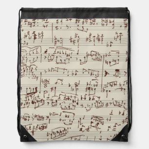 Music notes drawstring bag