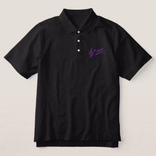 Music Notes Embroidered Polo Shirt