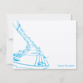 Music Notes Flat Note Card (blue) (Front)