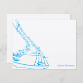 Music Notes Flat Note Card (blue) (Front/Back)