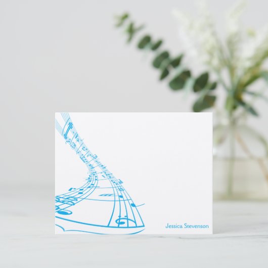 Music Notes Flat Note Card (blue) (Standing Front)
