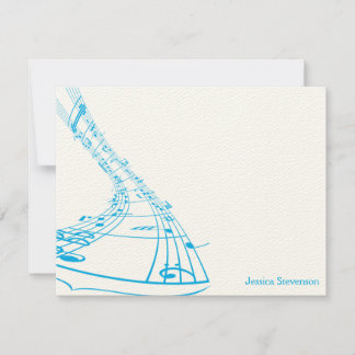 Music Notes Flat Note Card (blue)