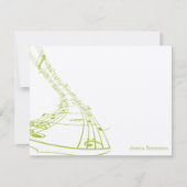 Music Notes Flat Note Card (green) (Front)